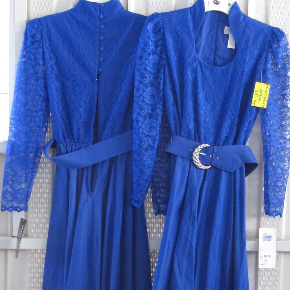 Lilia Smith Design Royal Blue Calf length Lace overlay Women 7/8 or 9/10